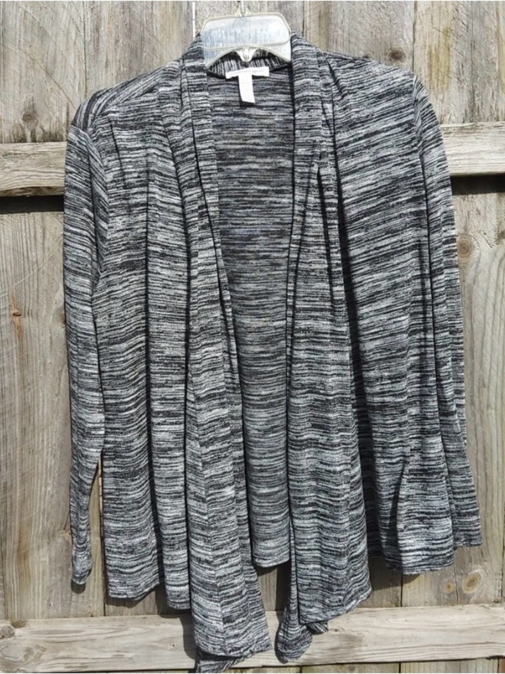 Ambiance Apparel~ Gray and Black Marled Open-Front Cardigan